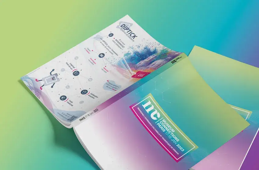 Insert publicitaire presse 4e de couverture pour Diptick au salon Museum Connections