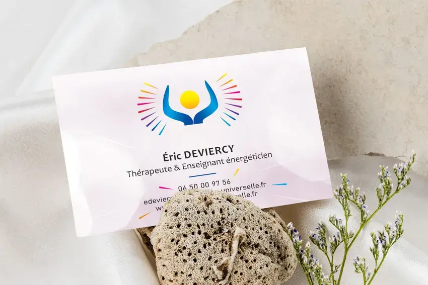 Carte de visite professionnelle Eric Deviercy thérapeute énergéticien - Recto