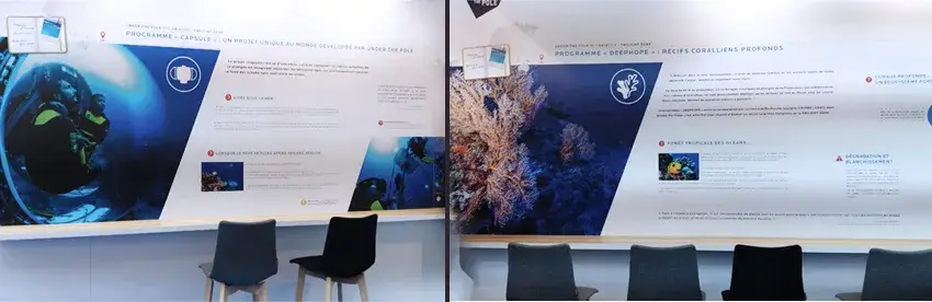 Habillage signalétique grand format de l'espace VIP édition 2020 du Salon Interclima Frisquet - Vue 1