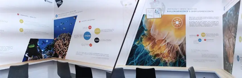 Habillage signalétique grand format de l'espace VIP édition 2020 du Salon Interclima Frisquet - Vue 2