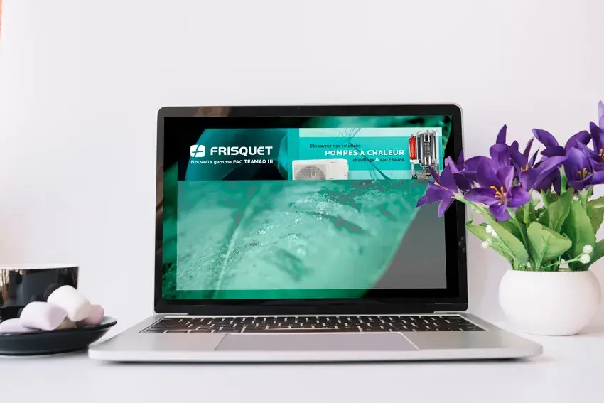 Bannière web publicitaire pour pompe à chaleur Frisquet