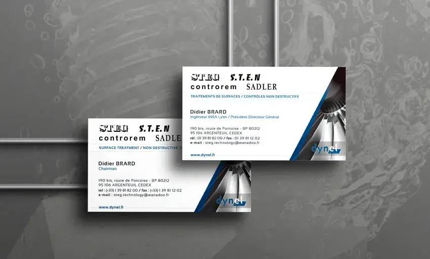 Cartes de visite professionnelles et papeterie corporate Groupe Dynel