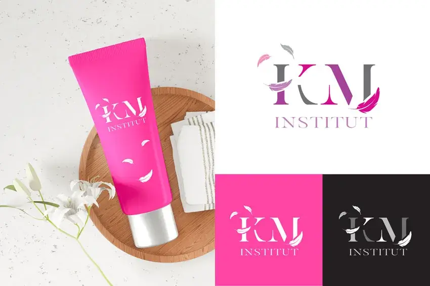 Planche de logos et ses déclinaisons pour KM Institut par KLR conception visuelle