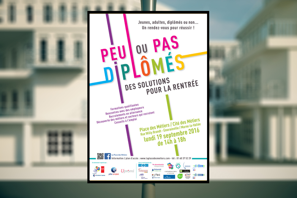 Affiche Peu ou pas diplômés - Place des Métiers