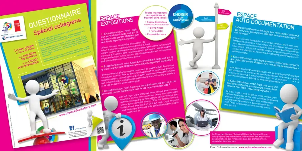 Plaquette 4 pages format A4 - Questionnaire d'orientation destiné aux collégiens - La Place des Métiers